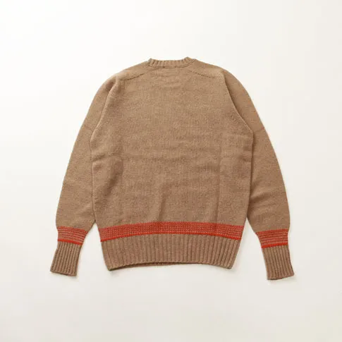 Drumohr  |Crew Neck Stripes Wool Long Sleeves Plain Handmade Sweaters