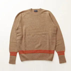 Drumohr  |Crew Neck Stripes Wool Long Sleeves Plain Handmade Sweaters