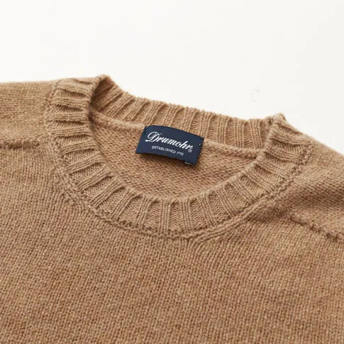 Drumohr  |Crew Neck Stripes Wool Long Sleeves Plain Handmade Sweaters