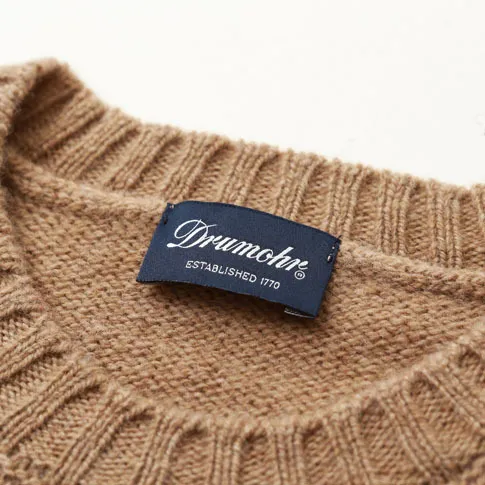 Drumohr  |Crew Neck Stripes Wool Long Sleeves Plain Handmade Sweaters