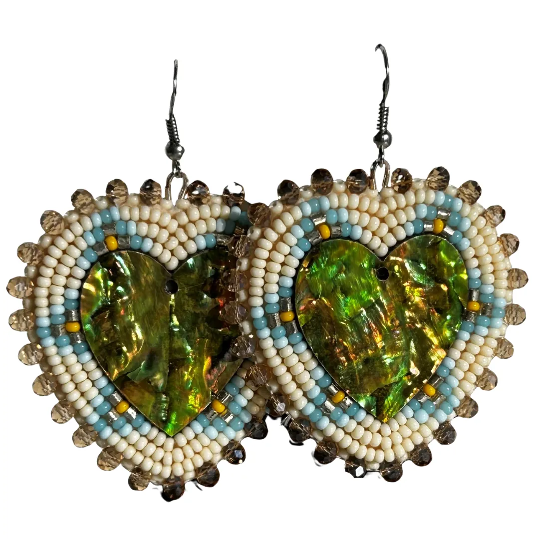 Earth Heart Beaded Earrings