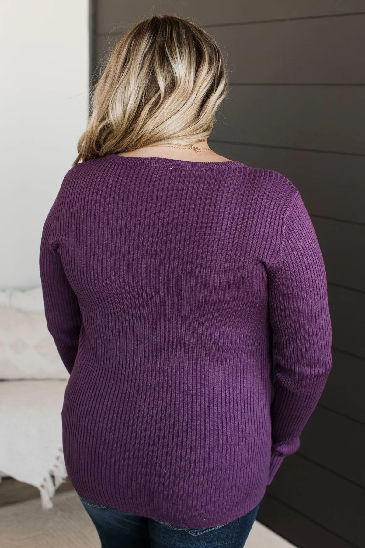 Endlessly Impressive Ribbed Knit Top- Plum