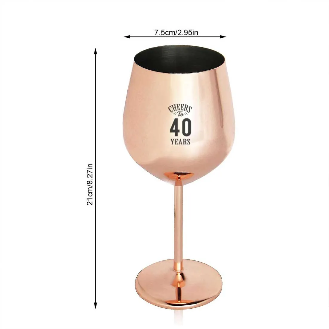 Engraved Wine Glasses Unbreakable Stainless Steel Wine Glass Copper Finish Goblets - Cheers to Years