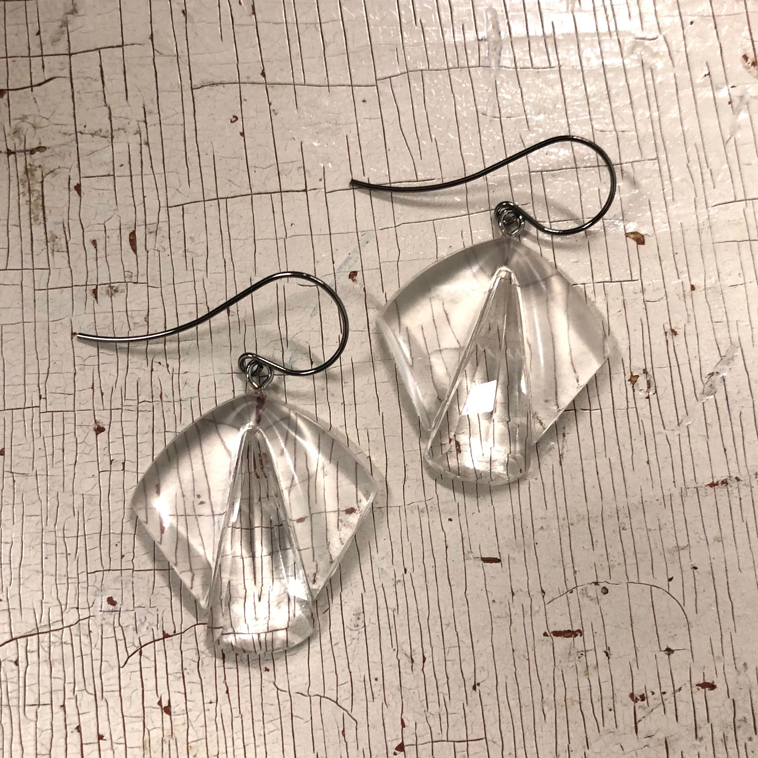 Faceted Clear Art Deco Curtain Drop Earrings