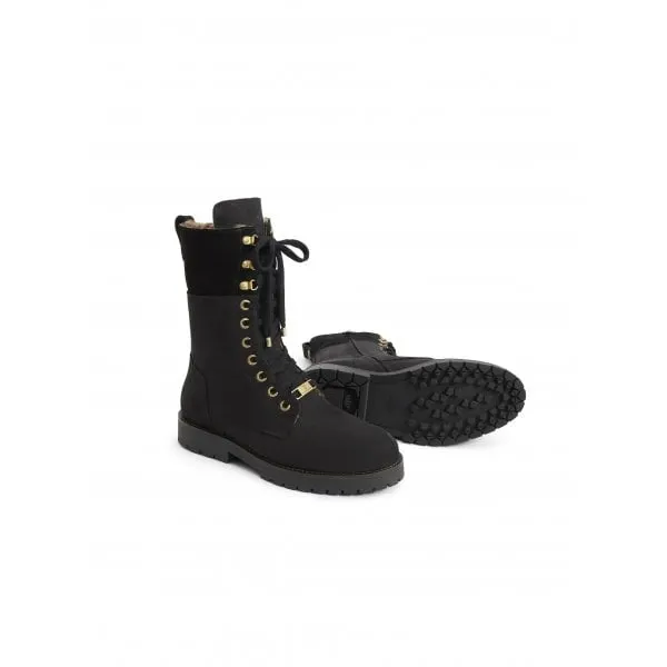 Fairfax & Favor Shearling Lined Anglesey Combat Boot in Nubuck