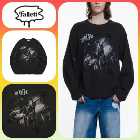 Fallett  |Unisex U-Neck Long Sleeves Cotton Oversized Sweaters