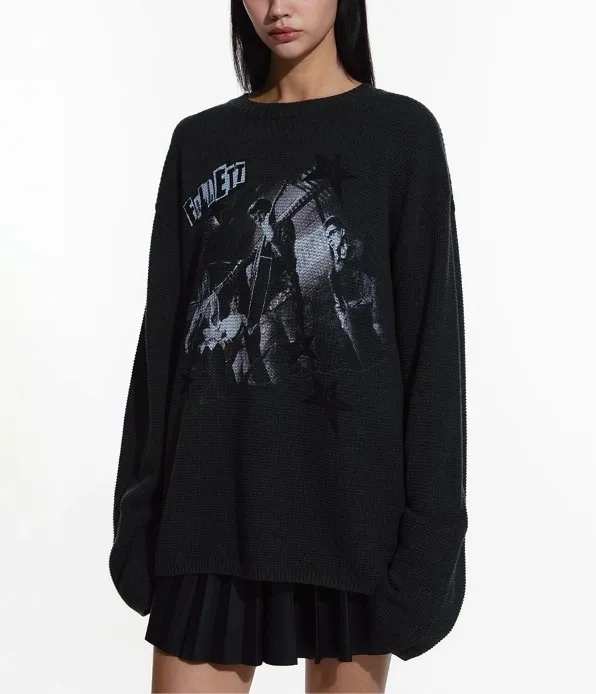 Fallett  |Unisex U-Neck Long Sleeves Cotton Oversized Sweaters