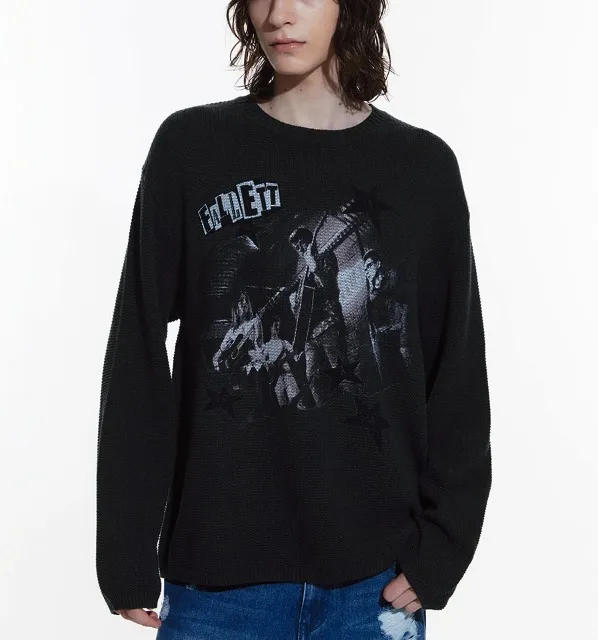 Fallett  |Unisex U-Neck Long Sleeves Cotton Oversized Sweaters