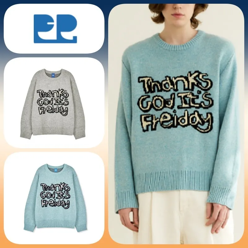 FREI  |Unisex U-Neck Long Sleeves Oversized Sweaters