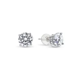 G27W2041S-027 GEMODA “Hope” 2ctw Moissanite Round Solitaire 18k Stud Earrings (1ctw each) 