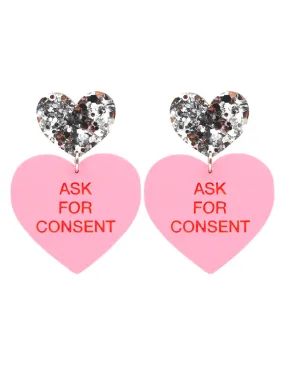 GENTLE REMINDER CANDY HEART EARRINGS - ASK FOR CONSENT