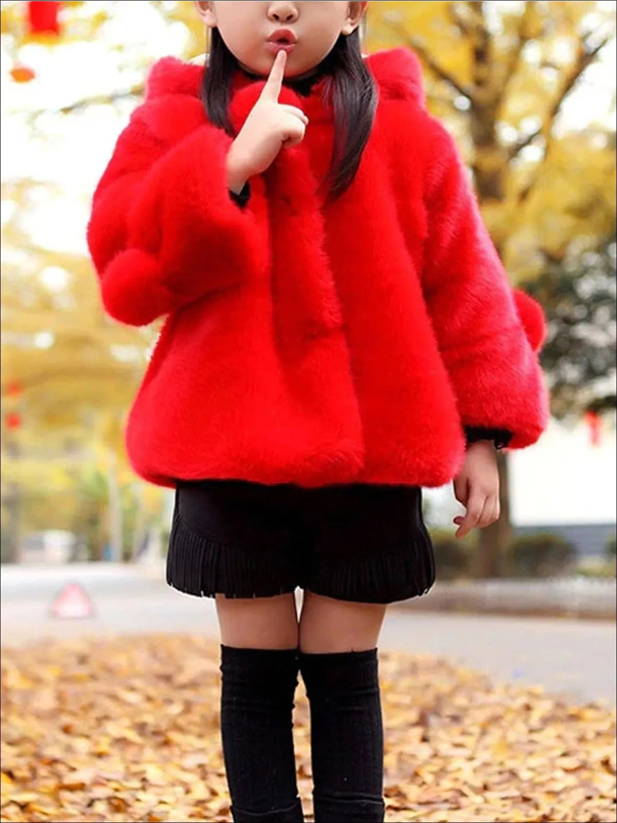 Girls Plush Hooded Winter Coat