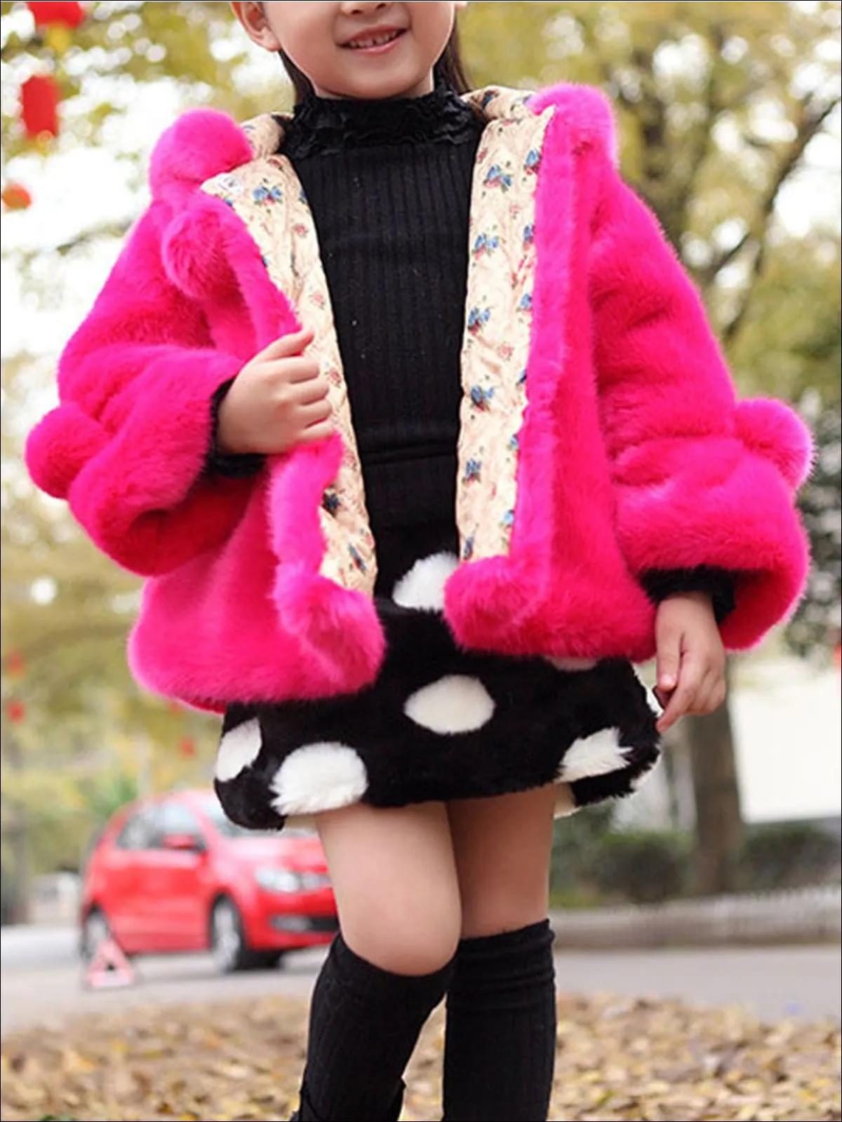 Girls Plush Hooded Winter Coat