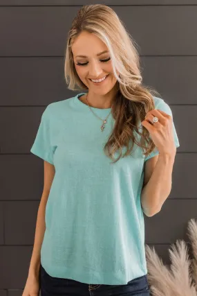 Gives Me Hope Short Sleeve Knit Top- Aqua