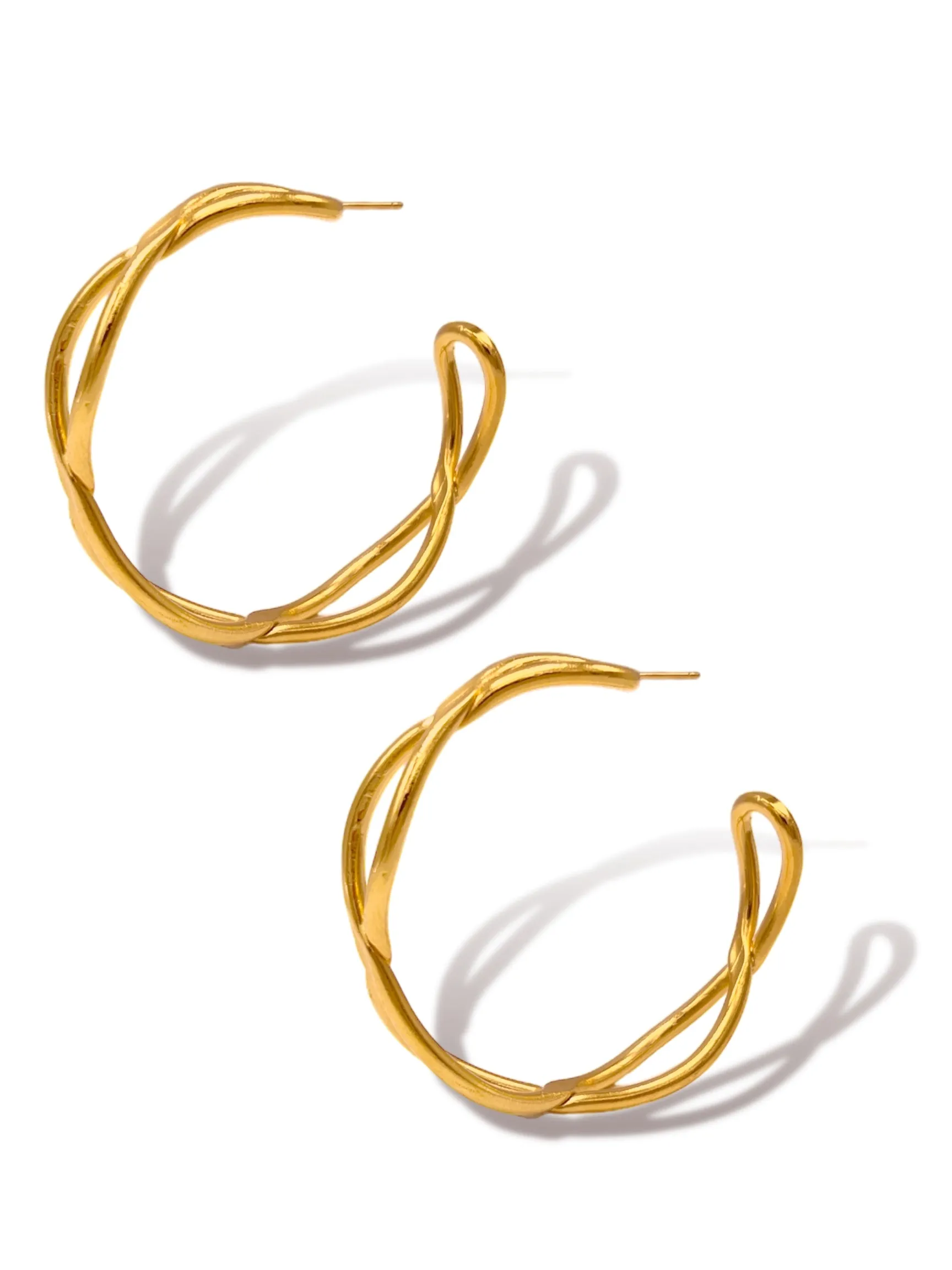 Gold Marise Hoop Post Earrings