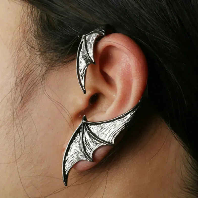 Gothic Punk Dragon Earrings Wing Vintage Ear Cuffs Clip On Earrings