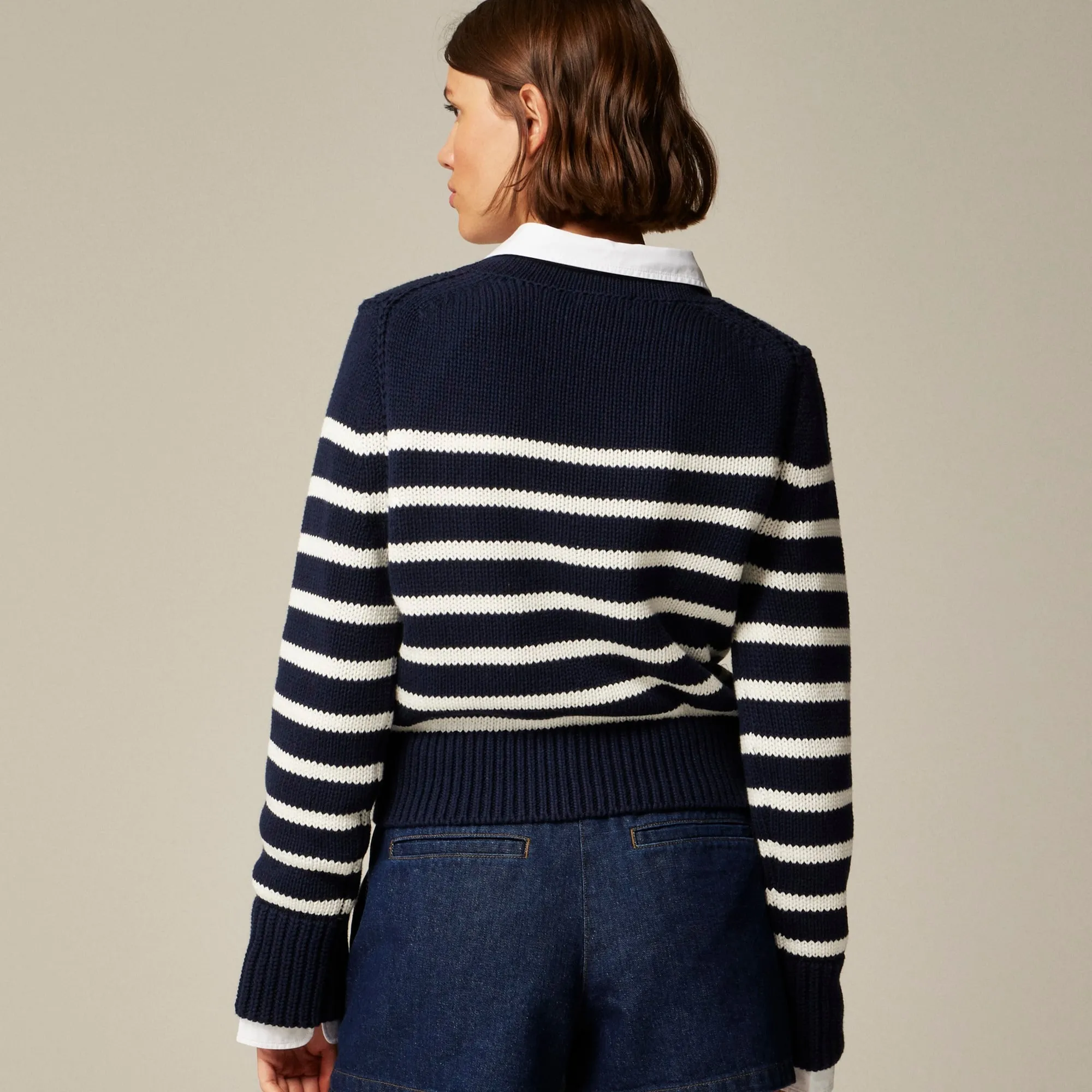 Heritage cotton Rollneck™ sweater in stripe