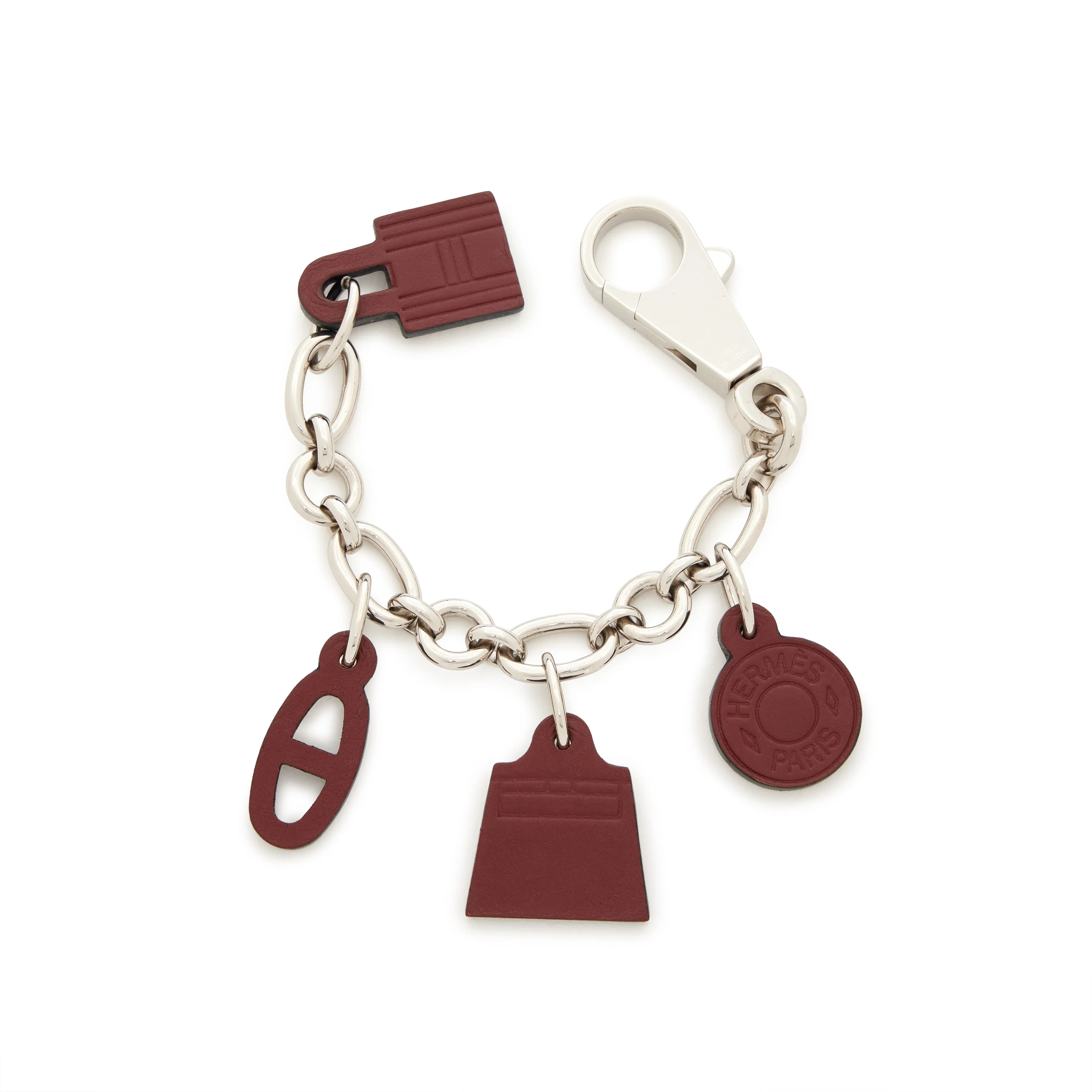 Hermès Palladium and Rouge H Barenia Olga Amulette Breloque Bag Charm