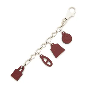 Hermès Palladium and Rouge H Barenia Olga Amulette Breloque Bag Charm