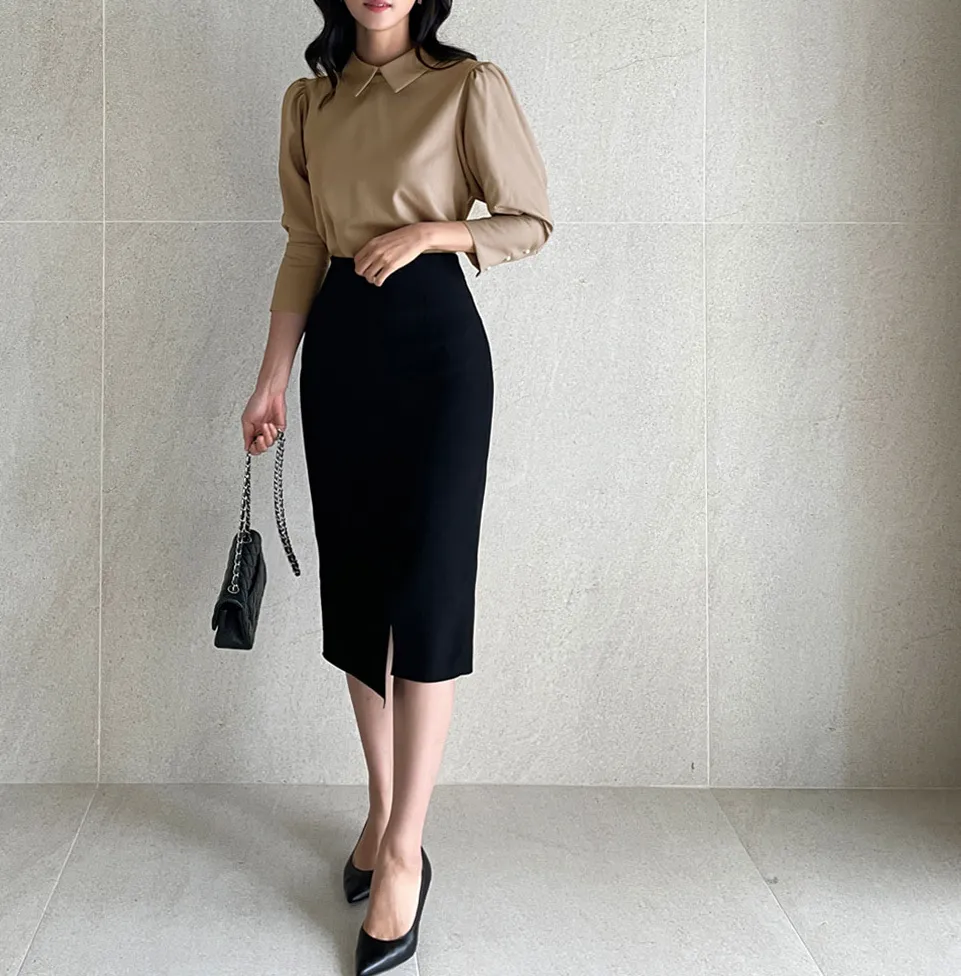 I AM MARI  |Long Sleeves Plain Office Style Elegant Style