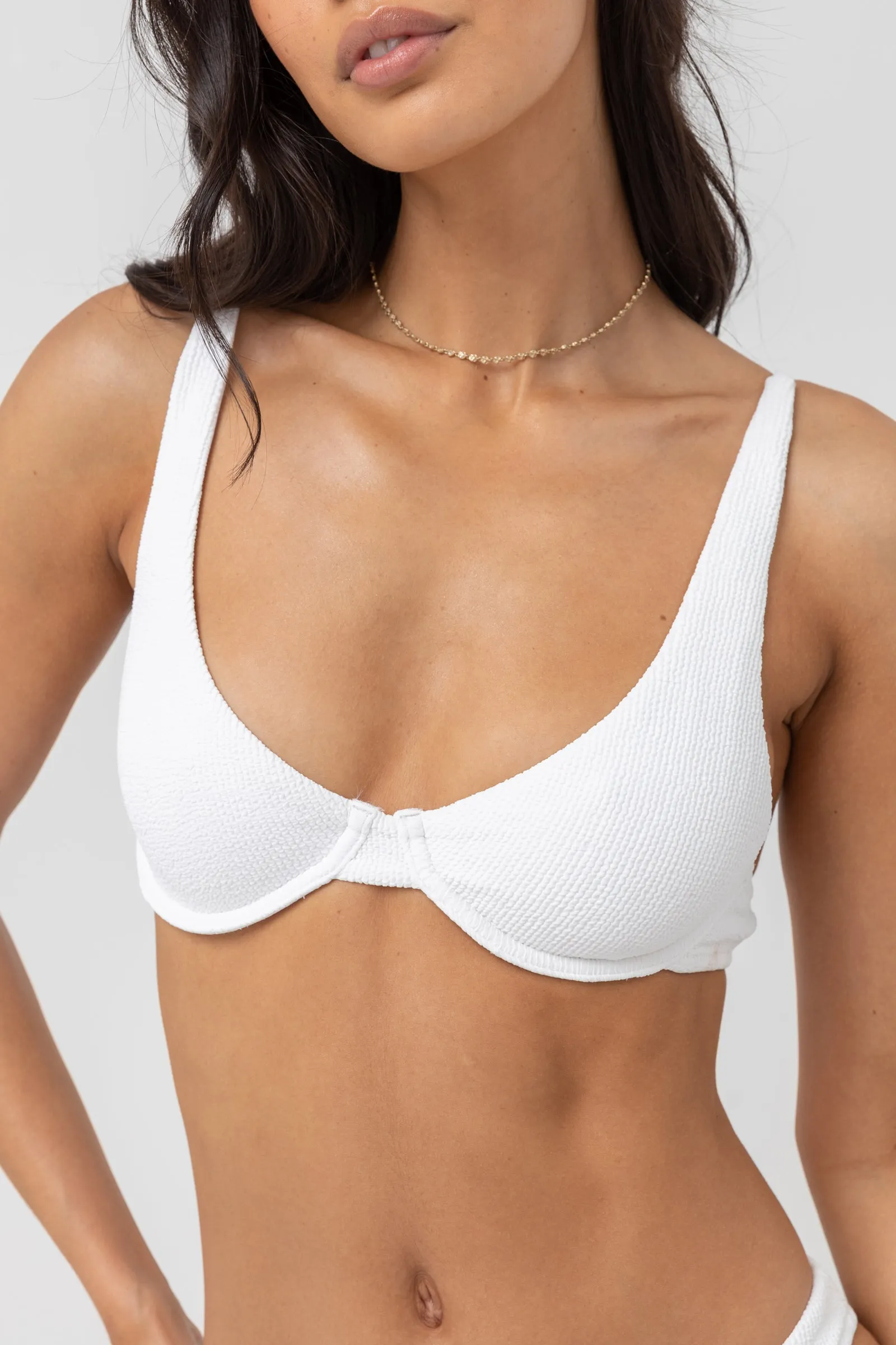 Isla Rib Eco Underwire Top White