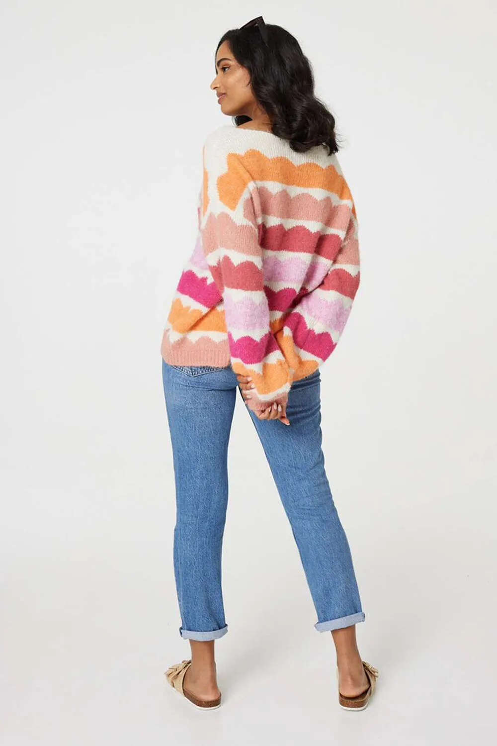 Izabel London – Striped Oversized Knit Jumper