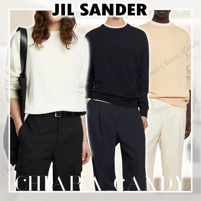 Jil Sander  |Crew Neck Wool Long Sleeves Plain Designers Sweaters