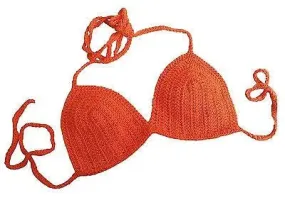 Knot in Love - Sunset Orange Hand Crocheted Bikini Top