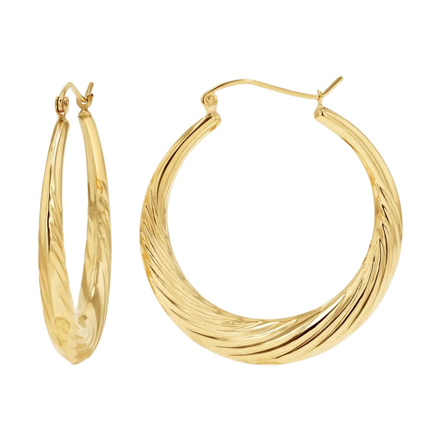 Large Croissant Twist Hoop Earrings