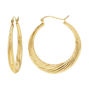 Large Croissant Twist Hoop Earrings