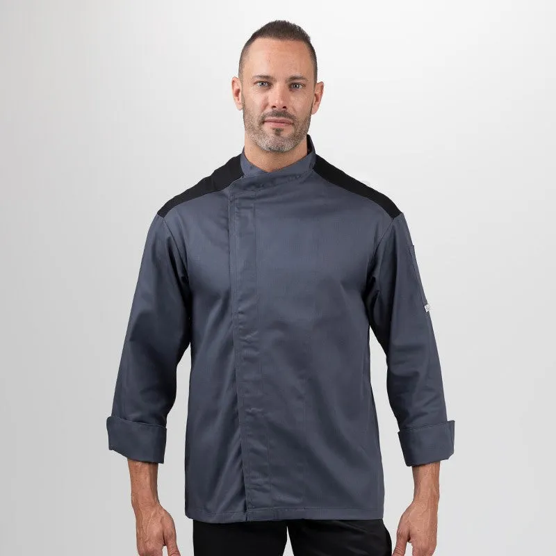 Large Size Gray kitchen Coat with Black shoulder  - MANELLI