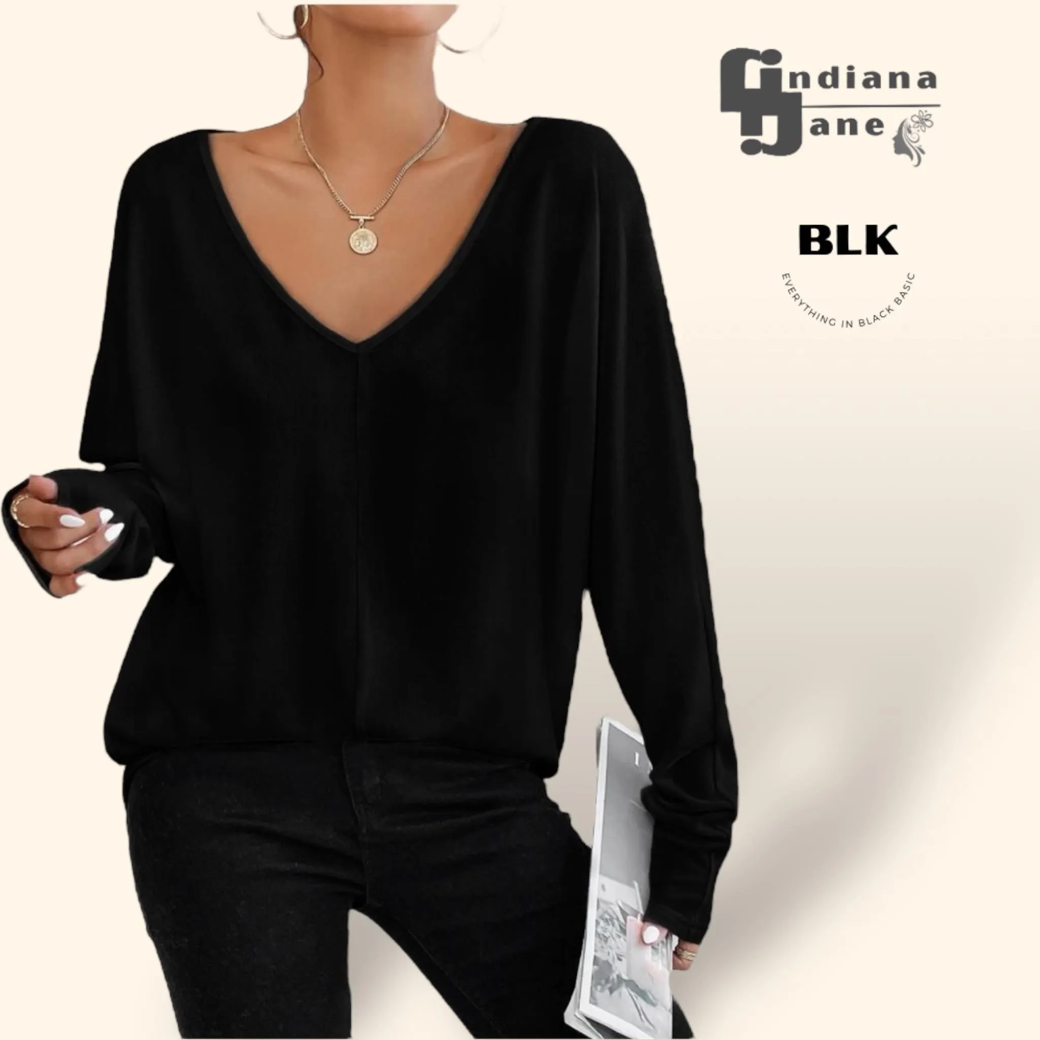 LARIA Long Sleeve Batwing Knit Top