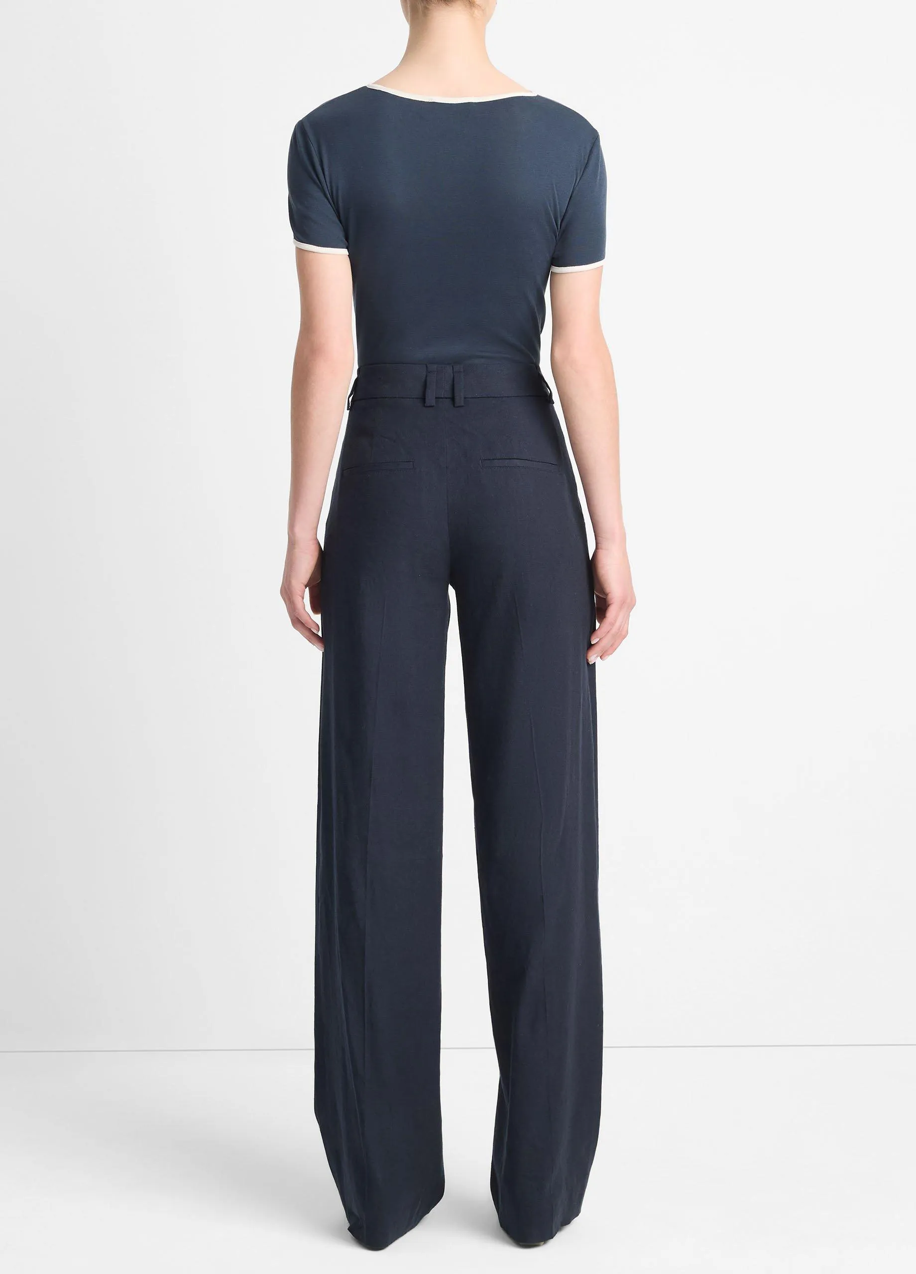 Linen-Blend High-Waist Wide-Leg Pant