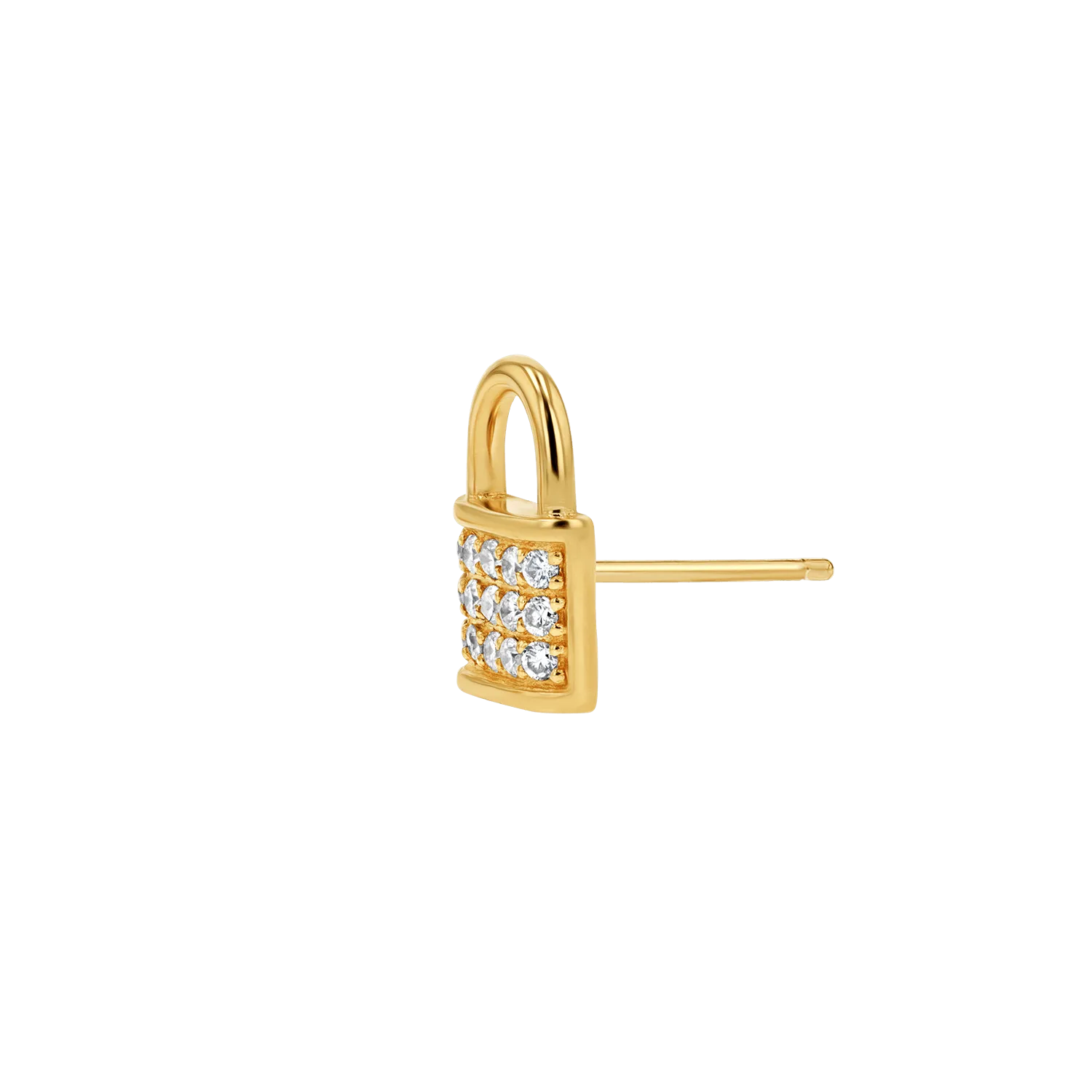 Love Padlock Diamond Pave Stud Earrings