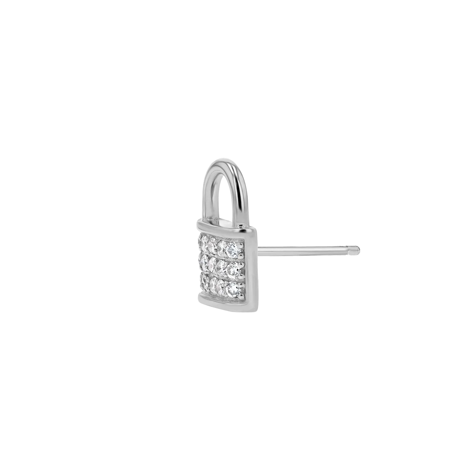 Love Padlock Diamond Pave Stud Earrings