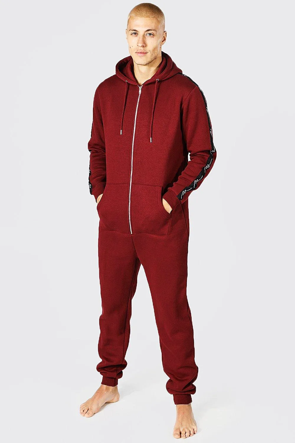 Man Signature Tape Hood Onesie