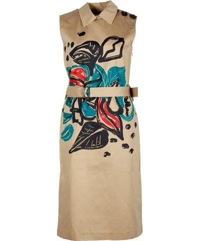 Marni Jungle Liz Print Dress in Khaki Cotton