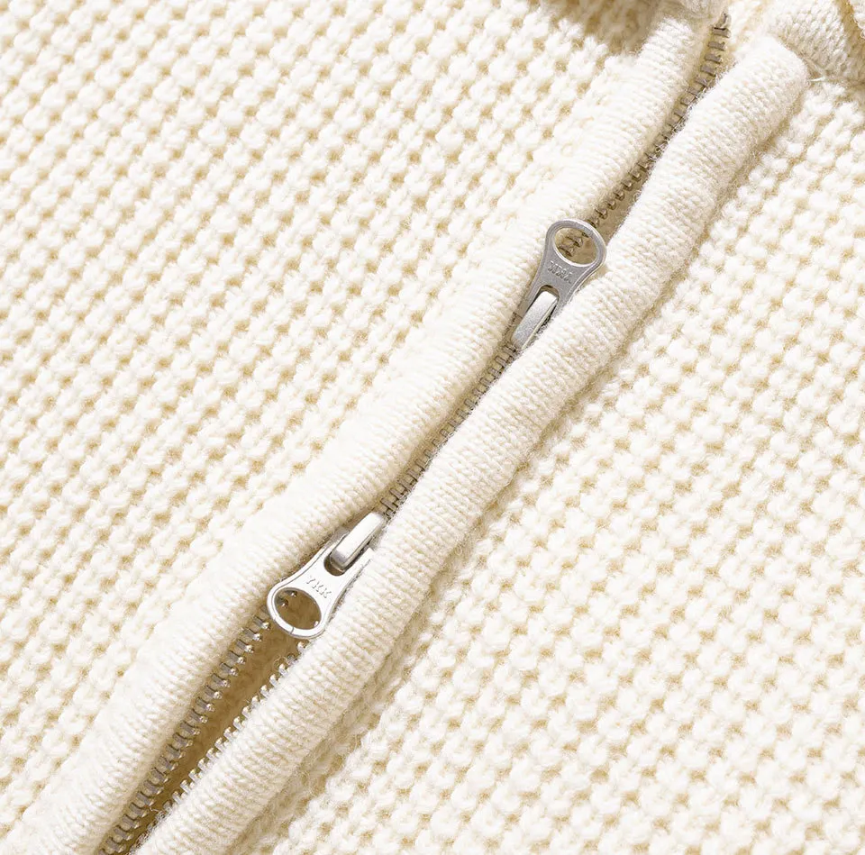 MASSNOUN  |◇MASSNOUN◇ WOOL HEAVY WAFFLE COLLAR ZIP-UP KNIT (2color)