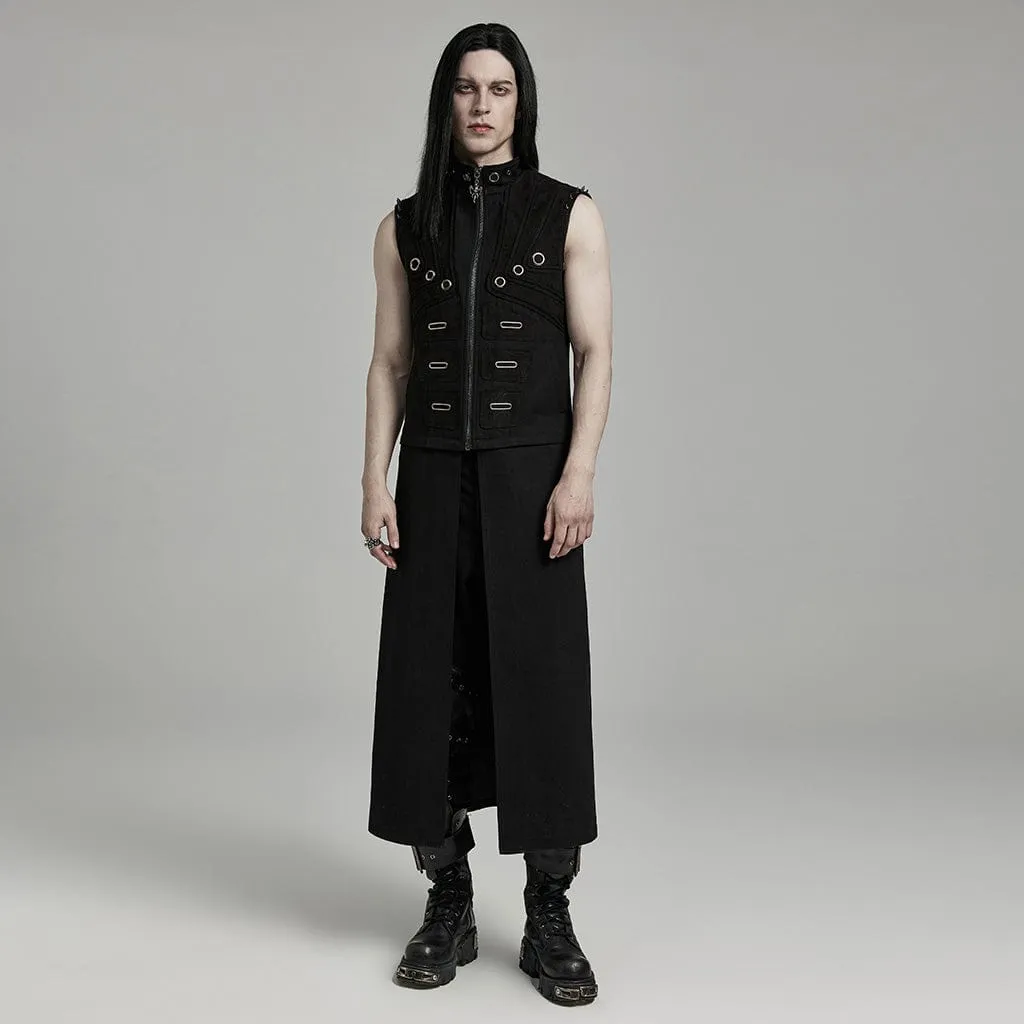 Men's Punk Detached Multi-Purpose Studded Coat