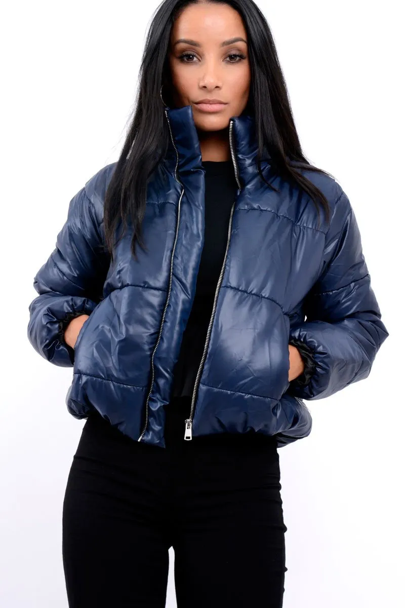 Navy Puffer Coat - Alyssa