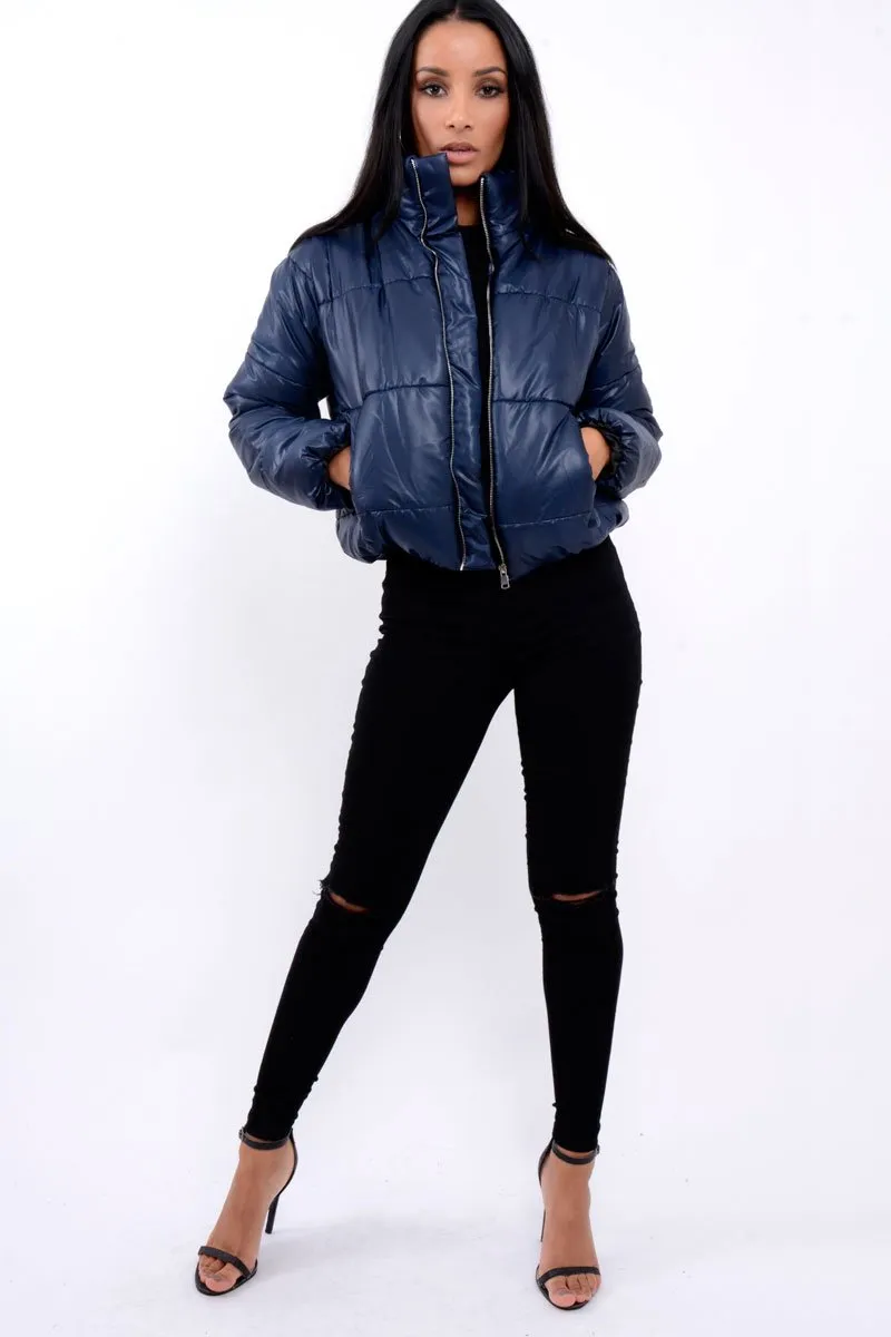 Navy Puffer Coat - Alyssa