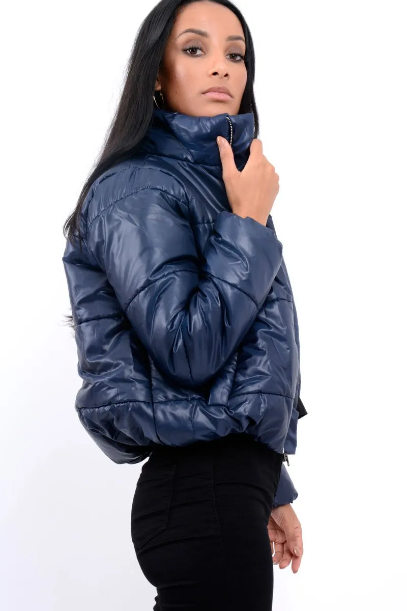 Navy Puffer Coat - Alyssa