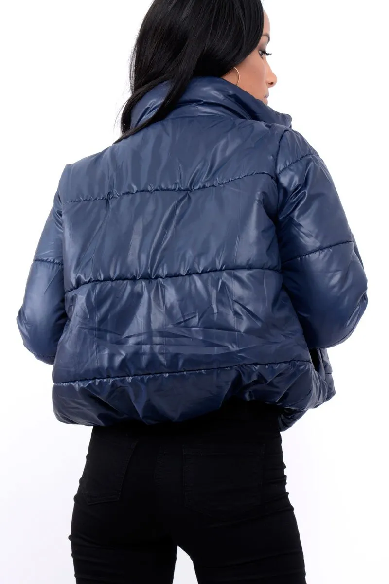 Navy Puffer Coat - Alyssa