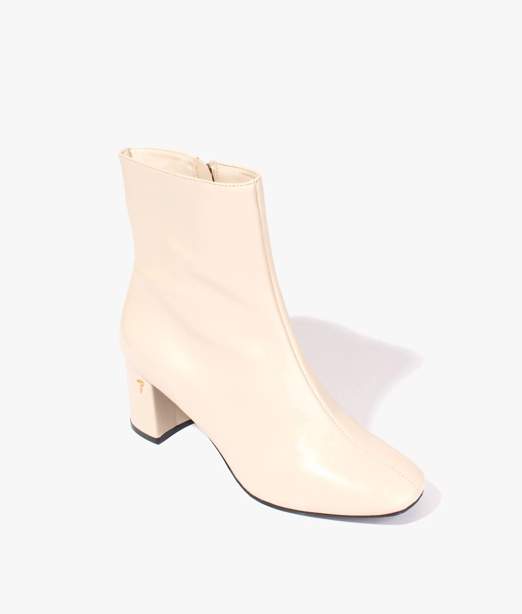 Neyomi leather block ankle boot in cream