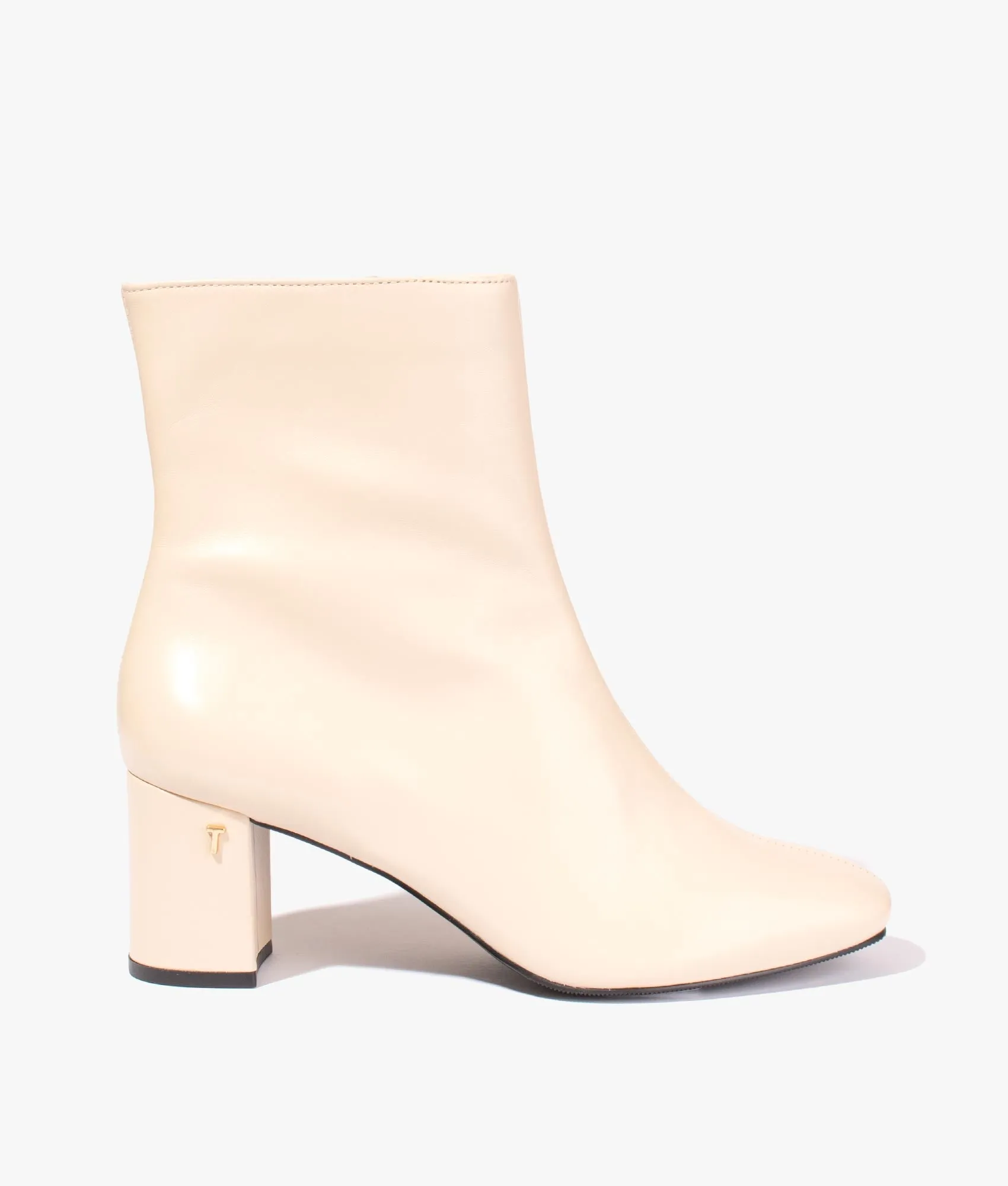 Neyomi leather block ankle boot in cream