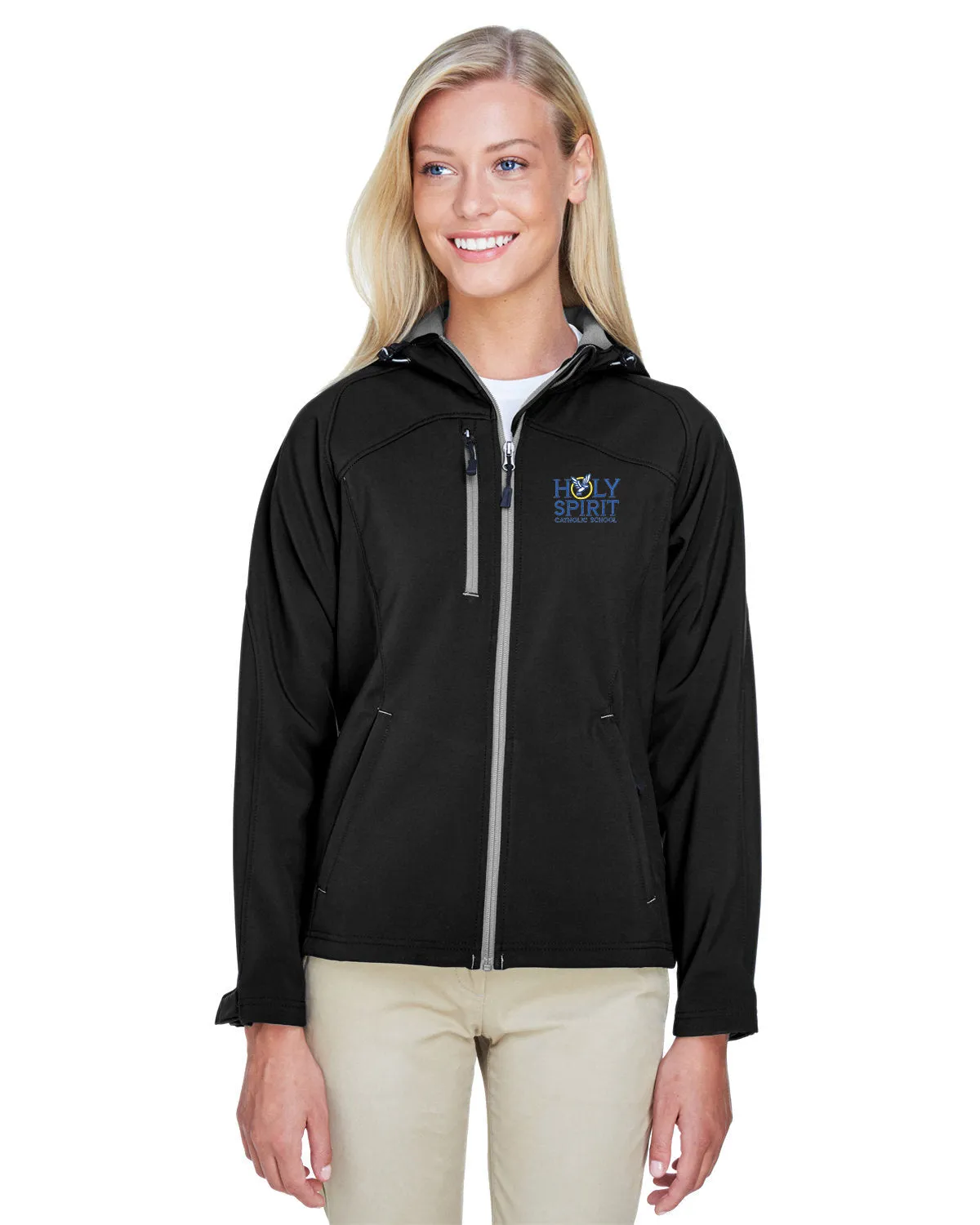 North End Ladies Prospect Two-Layer Fleece Bonded Soft Shell Hooded Jacket