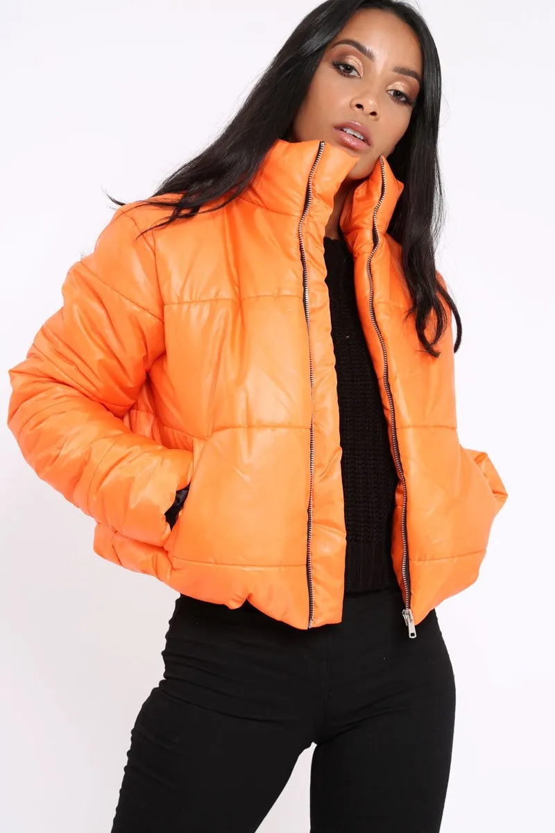 Orange Puffer Coat - Alyssa