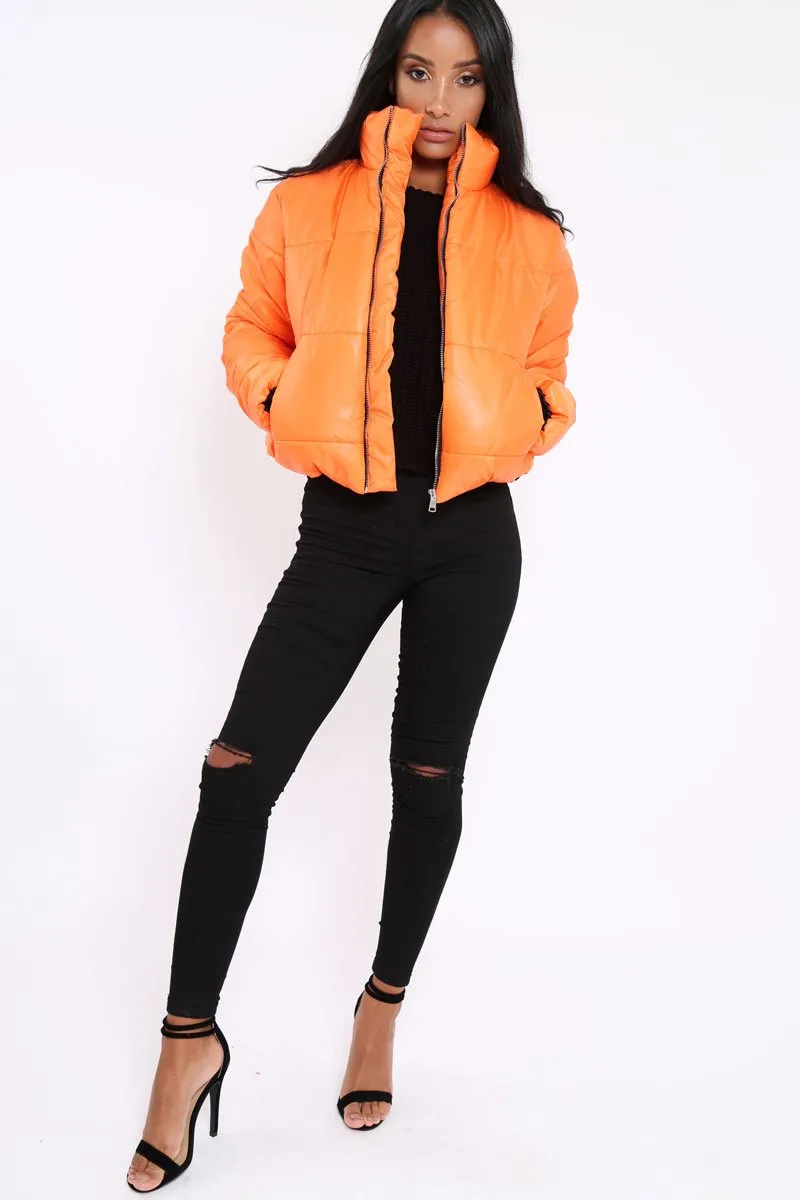 Orange Puffer Coat - Alyssa