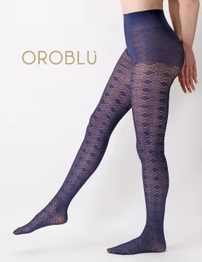 Oroblu Jacquard Lace Tights Blue VOBC67780