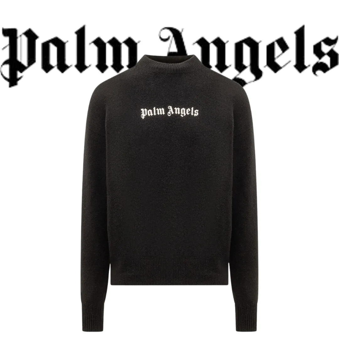 Palm Angels  |Crew Neck Wool Cashmere Street Style Plain Logo Sweaters